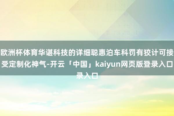 欧洲杯体育华谌科技的详细聪惠泊车科罚有狡计可接受定制化神气-开云「中国」kaiyun网页版登录入口