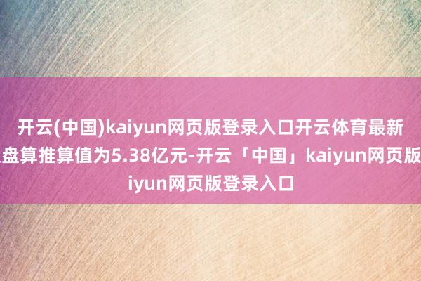 开云(中国)kaiyun网页版登录入口开云体育最新钞票净值盘算推算值为5.38亿元-开云「中国」kaiyun网页版登录入口